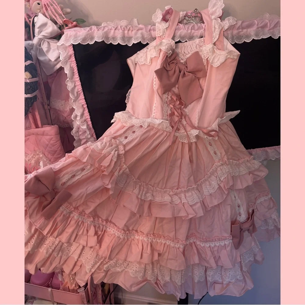 lolita sweet pink ribbon dress - Picture 3 of 4